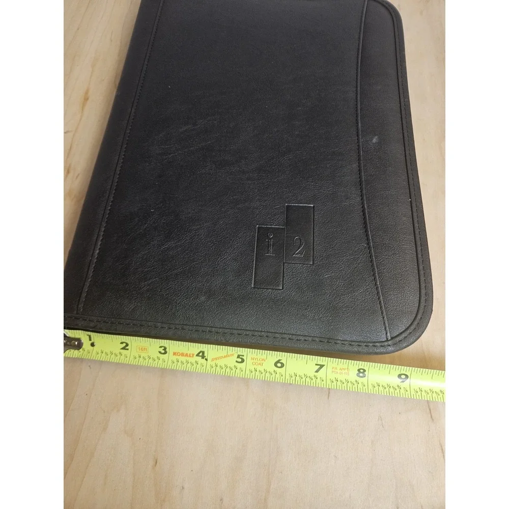 Leed's Black Zip Around Portfolio Padfolio Organizer Binder i2 Logo Business